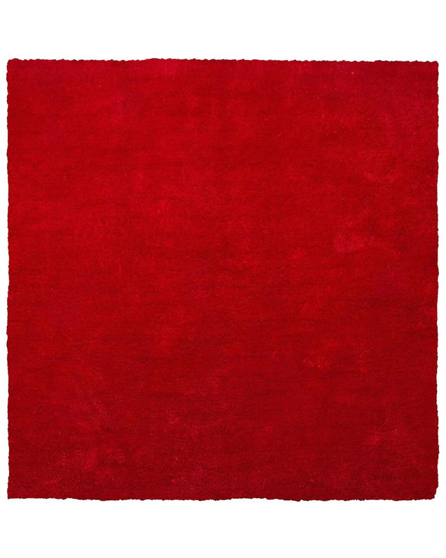 Shaggy Area Rug Red 200 x 200 cm Modern High-Pile Machine-Tufted Square Carpet Beliani