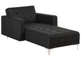 Chaise Lounge Graphite Grey Tufted Fabric Modern Living Room Reclining Day Bed Silver Legs Track Arms Beliani