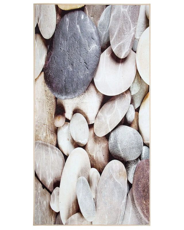 Area Rug Carpet Polyester Fabric Modern Pattern Pebbles 3D Print Rectangular 80 x 150 cm  Beliani