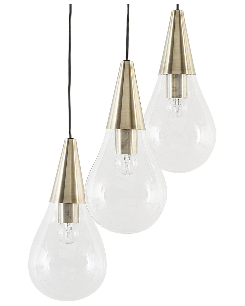 Pendant Lamp Brass Transparent Glass Golden Metal Elements 3 Lights Modern Beliani