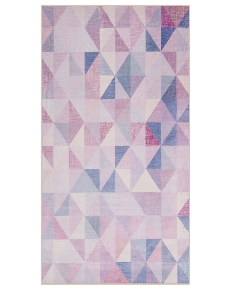 Area Rug Pastel Blue Grey 80 x 150 cm Triangle Pattern Carpet Modern Contemporary Beliani