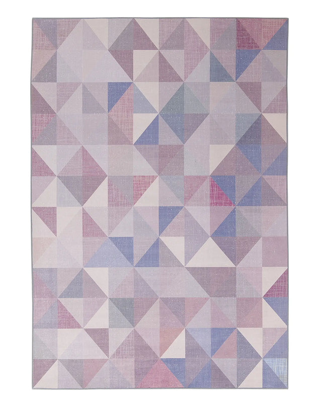 Area Rug Pastel Blue Grey 140 x 200 cm Triangle Pattern Carpet Modern Contemporary Beliani