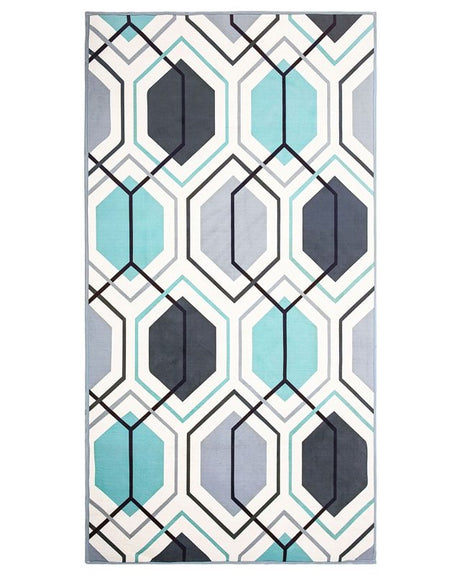 Area Rug Carpet Multicolour Polyester Fabric Geometric Linear Pattern Rectangular 80 x 150 cm  Beliani