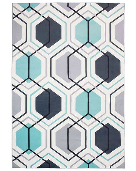 Area Rug Carpet Multicolour Polyester Fabric Geometric Linear Pattern Rectangular 160 x 230 cm  Beliani