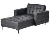 Chaise Lounge Black Faux Leather Tufted Modern Living Room Reclining Day Bed Silver Legs Track Arms Beliani