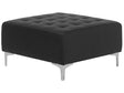 Ottoman Black Faux Leather Tufted Modern Living Room Square Footstool Silver Legs Beliani