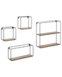 Set of 4 Wall Mounted Shelves Light Wood and Black Metal Frame Floating Scandinavian Beliani