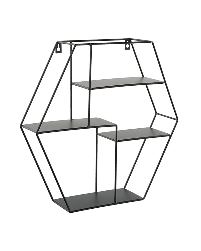 Wall Mounted Shelf Black Colour Metal 40 x 40 cm Hexagon Shape Modern Beliani