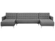 Corner Sofa Bed Light  Grey Tufted Fabric Modern U-Shaped Modular 5 Seater with Chaise Lounges Beliani