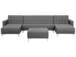 Corner Sofa Bed Grey Tufted Fabric Modern U-Shaped Modular 5 Seater with Ottoman Chaise Lounges Beliani