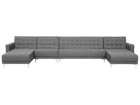 Modular U-Shaped Sofa Bed Grey 1-Seat Piece 2 Chaises 6 Seater Fabric Beliani