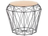 Side Table Light Wood and Black Metal Base 43 x 43 cm Removable Top Geometric Glam Beliani