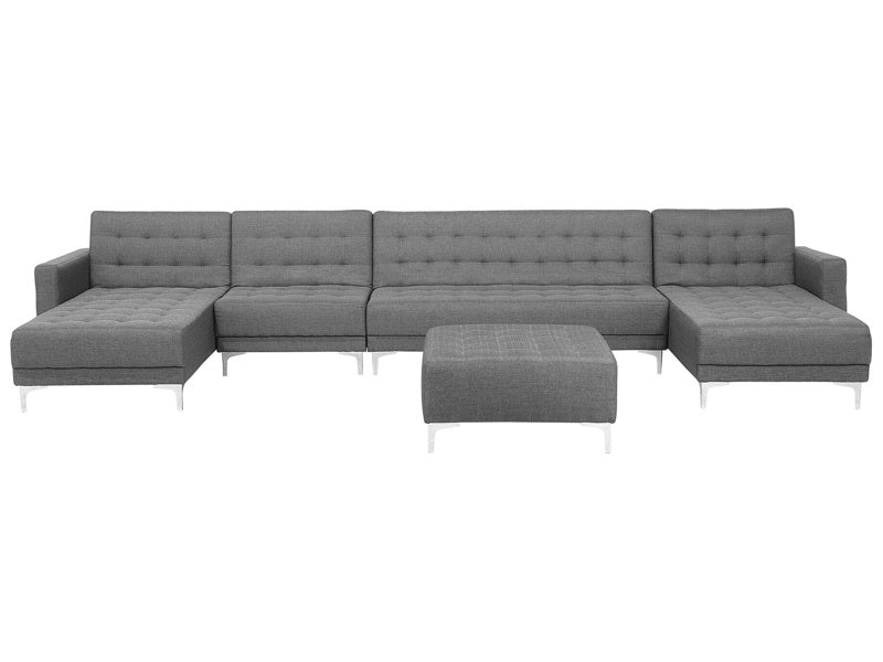 Modular U-Shaped Sofa Bed Light Grey 1-Seat Piece 2 Chaises 6 Seater Fabric Beliani