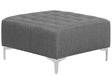 Ottoman Grey Tufted Fabric Modern Living Room Square Footstool Silver Legs Beliani