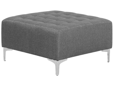 Ottoman Grey Tufted Fabric Modern Living Room Square Footstool Silver Legs Beliani