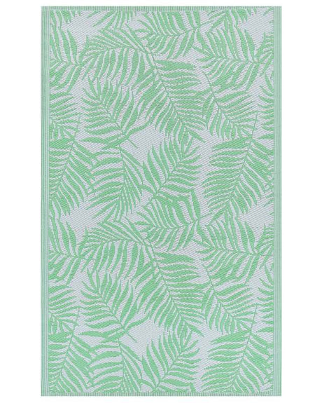 Outdoor Rug Light Green PP 120 x 180 cm Reversible Palm Leaf Pattern Beliani