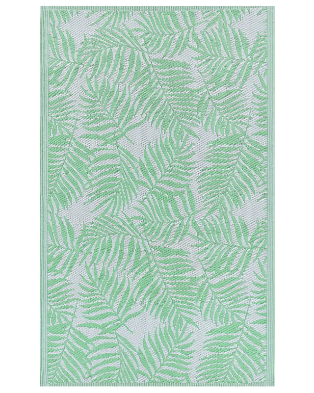 Outdoor Rug Light Green PP 120 x 180 cm Reversible Palm Leaf Pattern Beliani