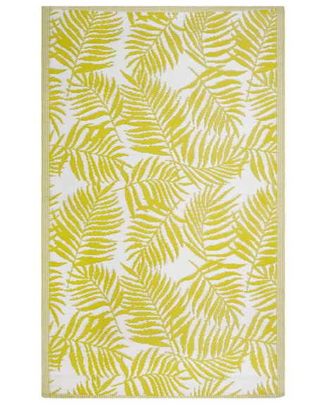 Outdoor Rug Mat Yellow Synthetic 120 x 180 cm Palm Leaf Floral Pattern Eco Friendly Modern Beliani