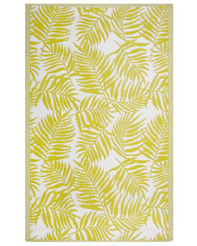 Outdoor Rug Mat Yellow Synthetic 120 x 180 cm Palm Leaf Floral Pattern Eco Friendly Modern Beliani