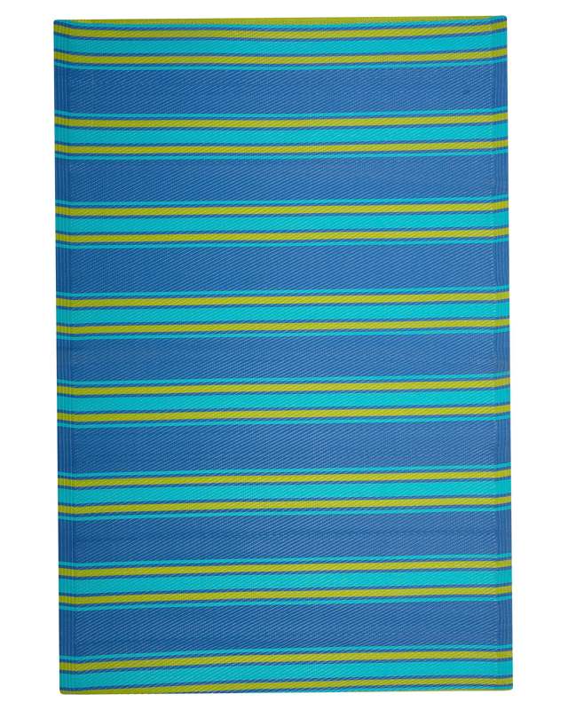 Outdoor Rug Mat Blue Synthetic 120 x 180 cm Striped Geometric Pattern Eco Friendly Modern Minimalistic Beliani