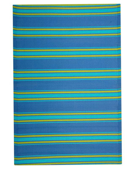 Outdoor Rug Mat Blue Synthetic 120 x 180 cm Striped Geometric Pattern Eco Friendly Modern Minimalistic Beliani