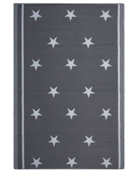 Outdoor Rug Mat Grey Synthetic 120 x 180 cm Star Pattern Eco Friendly Modern Beliani