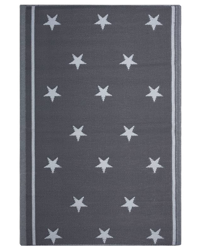 Outdoor Rug Mat Grey Synthetic 120 x 180 cm Star Pattern Eco Friendly Modern Beliani