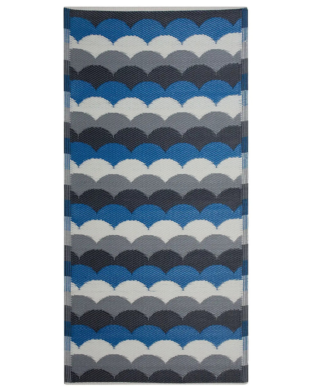 Outdoor Rug Mat Blue Synthetic 90 x 180 cm Scale Geometric Pattern Eco Friendly Modern Minimalist Beliani
