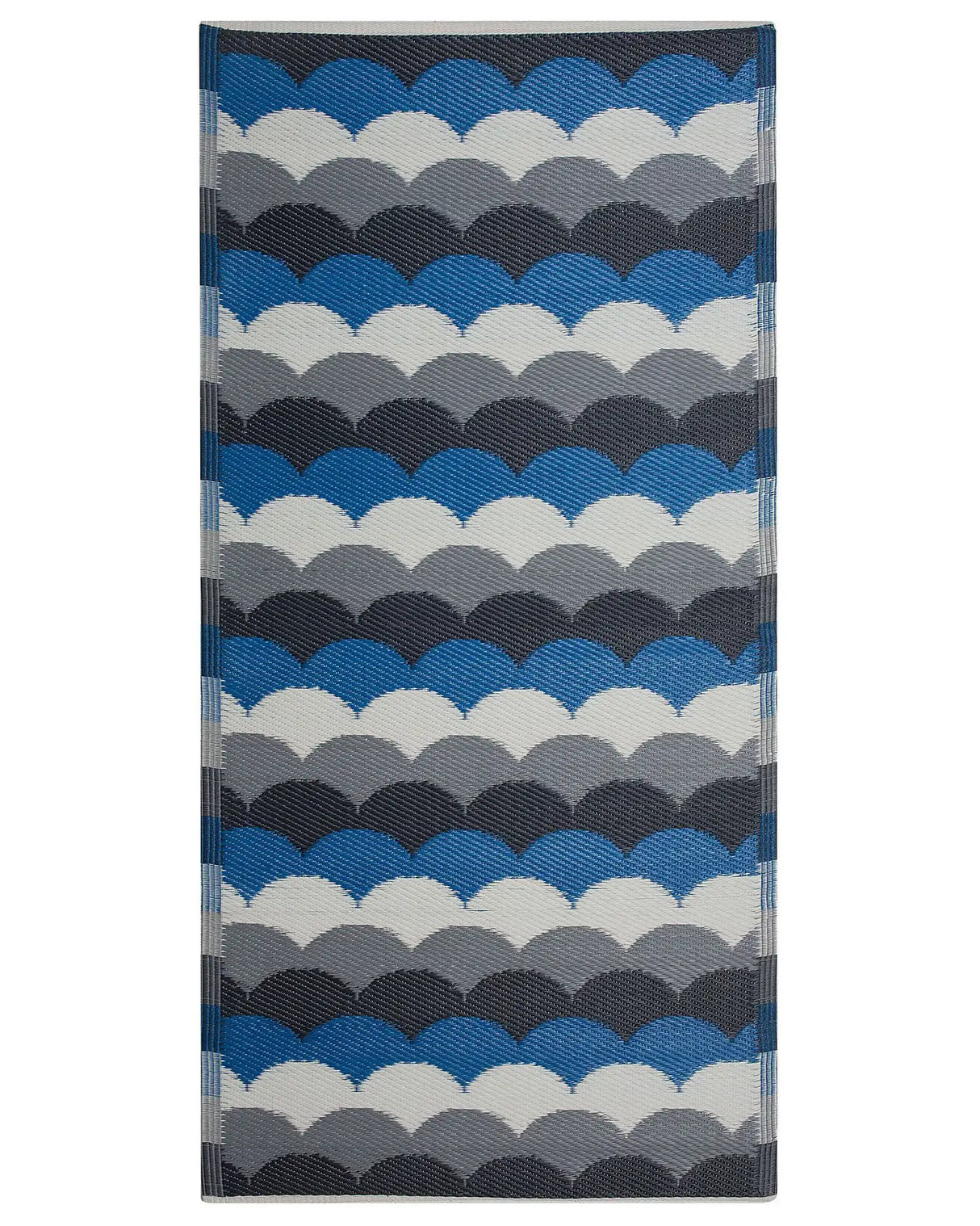 Outdoor Rug Mat Blue Synthetic 90 x 180 cm Scale Geometric Pattern Eco Friendly Modern Minimalist Beliani