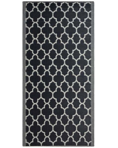 Outdoor Indoor Area Rug Black And White PP 90 x 180 cm Trellis Pattern Beliani