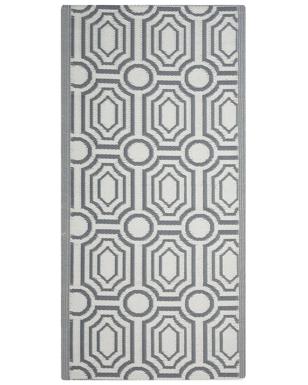 Outdoor Rug Mat Grey Synthetic 90 x 180 cm Reversible Geometric Pattern Eco Friendly Modern Beliani