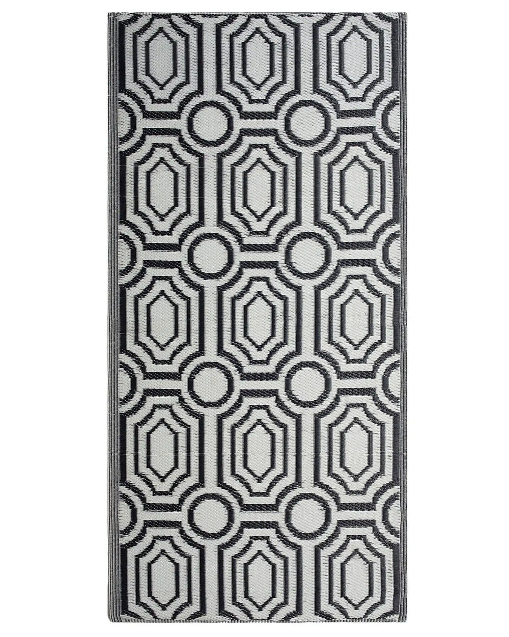 Outdoor Rug Mat Black Synthetic 90 x 180 cm Reversible  Geometric Pattern Eco Friendly Modern Beliani