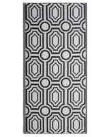Outdoor Rug Mat Black Synthetic 90 x 180 cm Reversible  Geometric Pattern Eco Friendly Modern Beliani