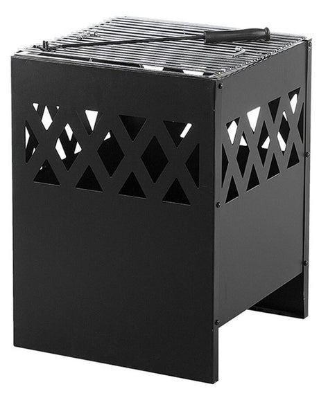 Fire Pit Heater Black Steel Square Outdoor Garden Beliani