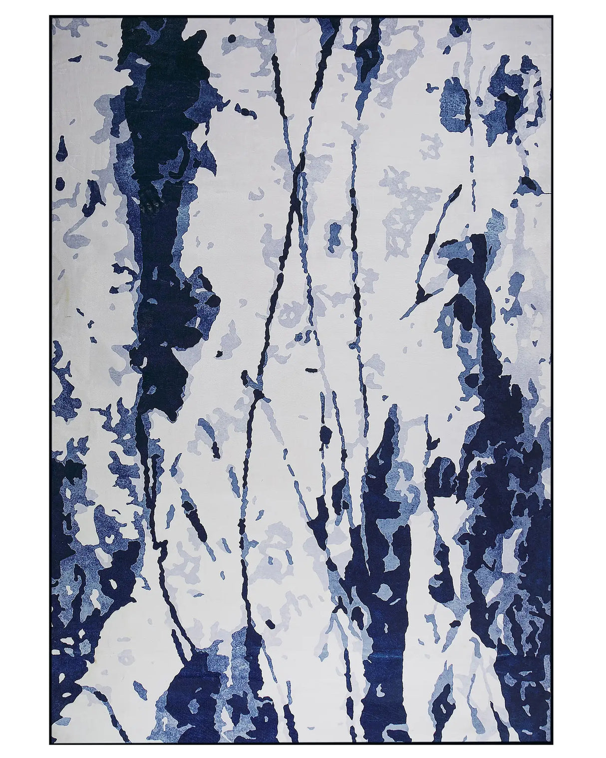 Rug White and Blue 160 x 230 cm Abstract Paint Effect Printed Low Pile Modern Beliani