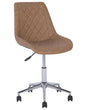 Swivel Office Chair Brown with Silver Base Faux Leather Quilted Upholstery Adjustable Height Beliani