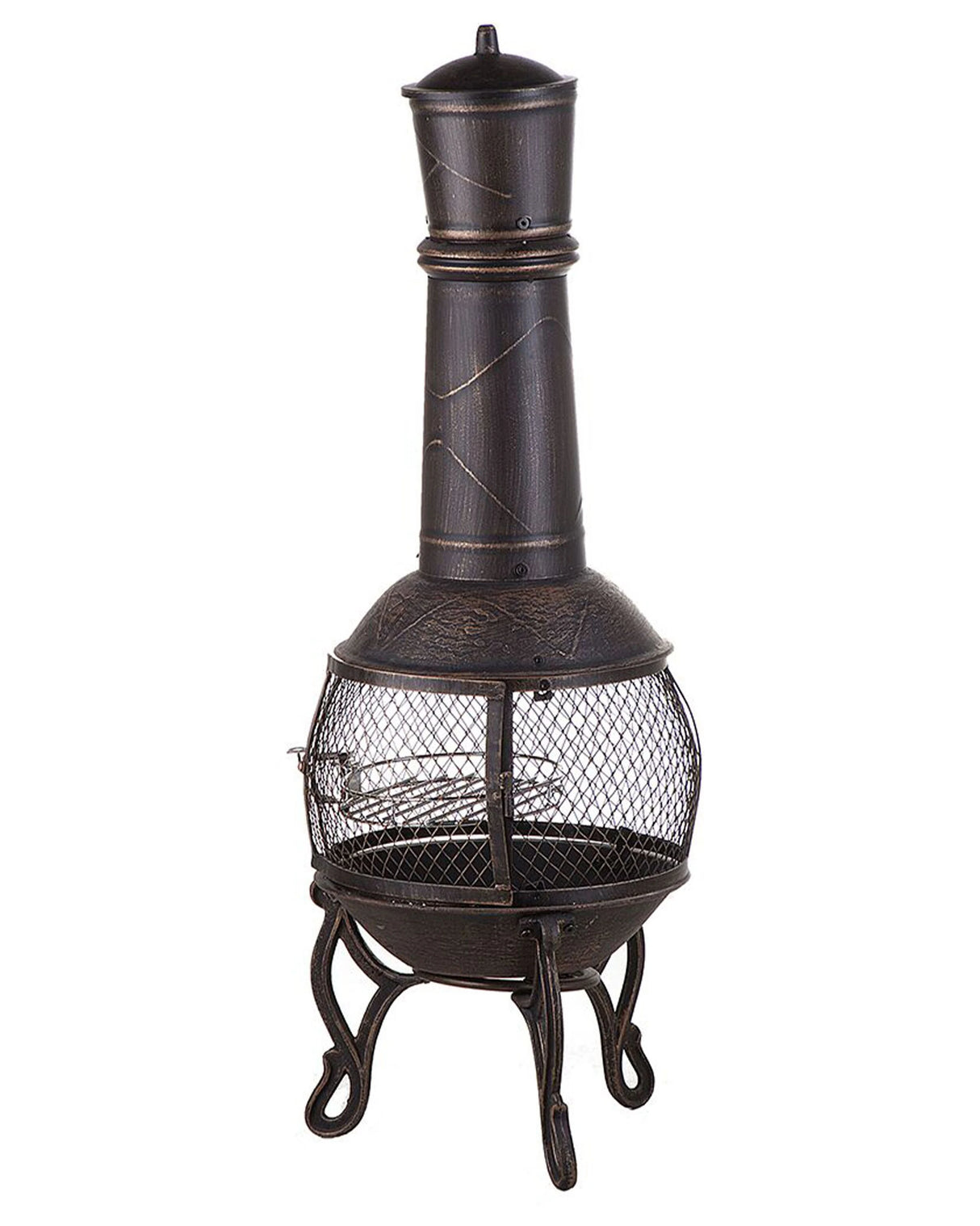 Fire Pit Heater Brass Colour Steel Chimney Outdoor Garden Beliani