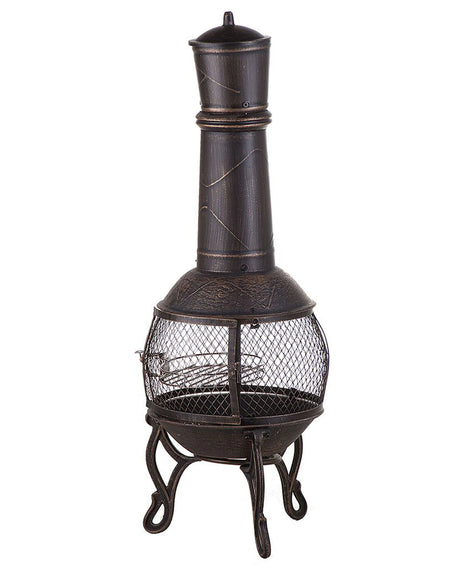 Fire Pit Heater Brass Colour Steel Chimney Outdoor Garden Beliani