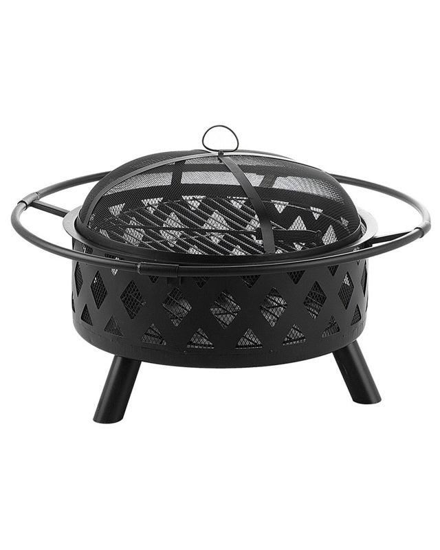 Fire Pit Heater Black Steel Low Round Outdoor Garden Beliani