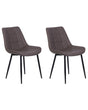 Set of 2 Dining Chairs Dark Brown Faux Leather Black Iron Legs Modern Upholstered Chairs Beliani