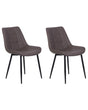 Set of 2 Dining Chairs Dark Brown Faux Leather Black Iron Legs Modern Upholstered Chairs Beliani