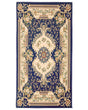 Area Rug Carpet Blue White Polyester Fabric Floral Victorian Pattern Rubber Coated Bottom 80 x 150 cm Beliani