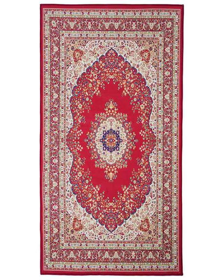 Area Rug Carpet Red Multicolour Polyester Fabric Floral Oriental Pattern Rubber Coated Bottom 80 x 150 cm Beliani