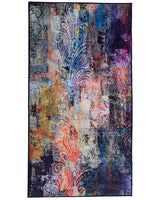 Area Rug Carpet Multicolour Polyester Fabric Floral Paisley Abstract Pattern Rubber Coated Bottom 80 x 150 cm Beliani