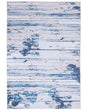 Area Rug Carpet Beige and Blue Polyester Fabric Abstract Distressed Pattern Rubber Coated Bottom 140 x 200 cm Beliani