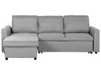 Corner Sofa Bed Grey Fabric Upholstered Right Hand Orientation with Storage Bed Beliani