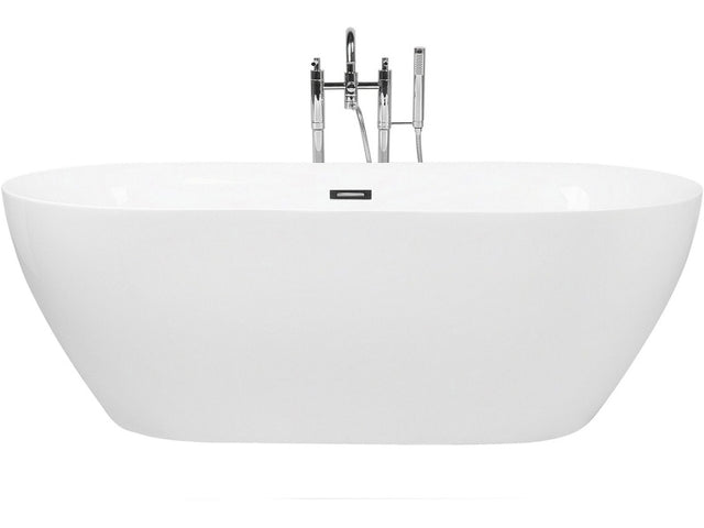 Freestanding Bath Glossy White Sanitary Acrylic Single 170 x 80 cm Oval Modern Design Beliani