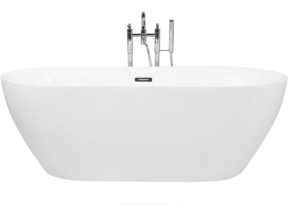 Freestanding Bath Glossy White Sanitary Acrylic Single 170 x 80 cm Oval Modern Design Beliani
