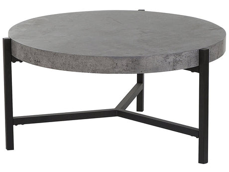 Coffee Table Grey Concrete Effect Top Black Metal Legs ø 70 cm Round Modern Industrial Living Room Beliani