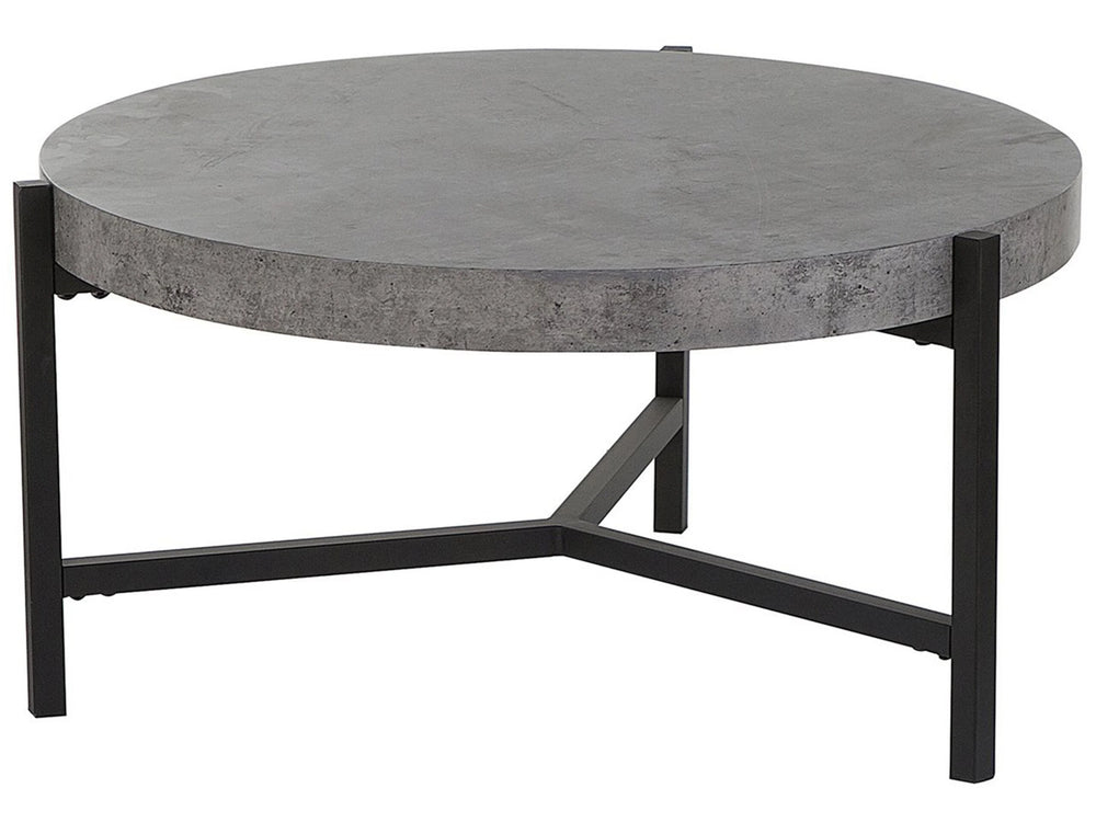 Coffee Table Grey Concrete Effect Top Black Metal Legs  70 cm Round Modern Industrial Living Room Beliani